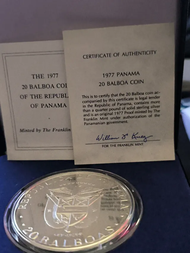 Moneda 20 Balboas Panamá 1978 y 1977 ( Dos )