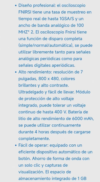 Osciloscopio Digital FNIRSI 1013D Tablet + FUNDA