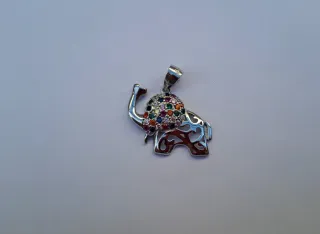 Colgante Plata Elefante Circonitas Multicolor