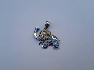 Colgante Plata Elefante Circonitas Multicolor