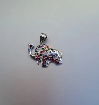 Colgante Plata Elefante Circonitas Multicolor