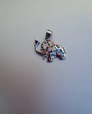 Colgante Plata Elefante Circonitas Multicolor