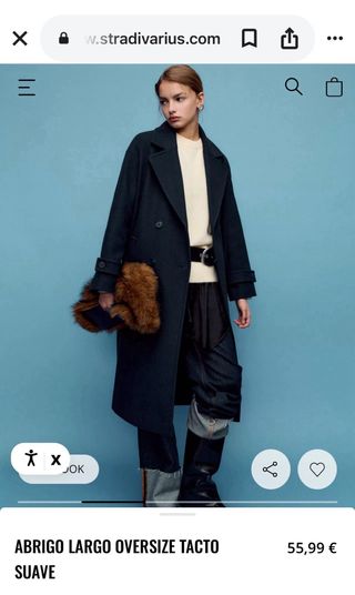 Abrigo Stradivarius azul marino Talla XS