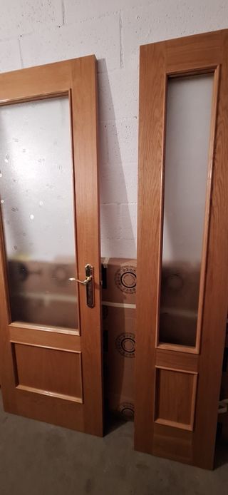 Puerta doble interior madera con cristal