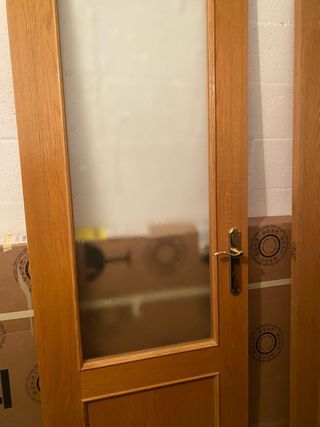 Puerta doble interior madera con cristal
