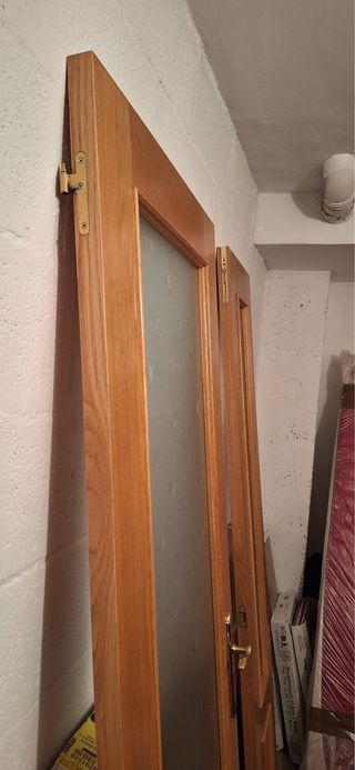 Puerta doble interior madera con cristal