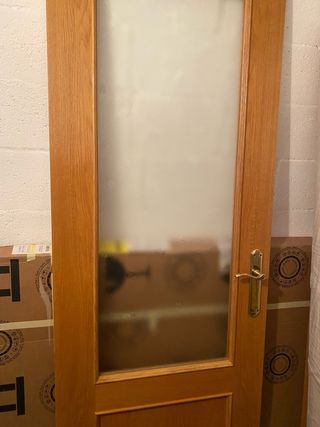 Puerta doble interior madera con cristal