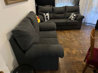 Conjunto sofás tela gris