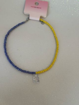 Colar Ursinho Gummy Bear Azul e Amarelo