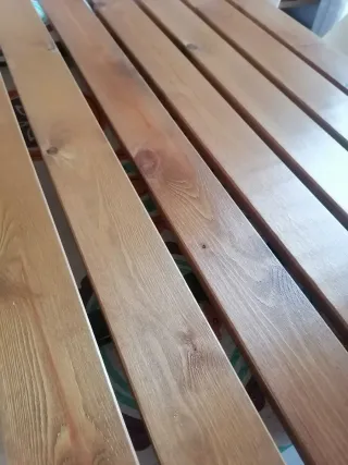 Mesa y Silla Terraza Jardín Madera+cojin ocre