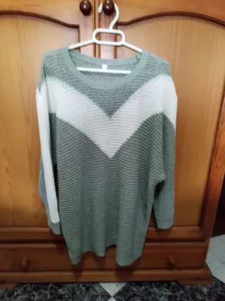Jersey mujer talla 5 verde y blanco