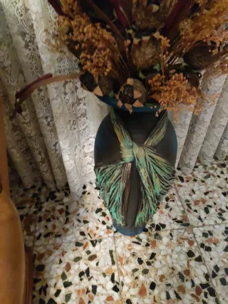 Jarrón decorativo azul y verde