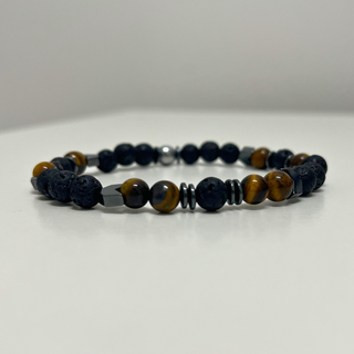 Braccialetto Pietre Laviche e Occhio di Tigre 6mm