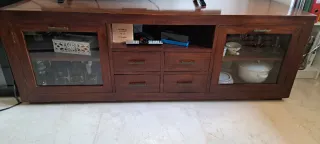 Mueble TV y estanterías madera Teka