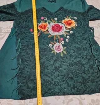 Jersey Desigual verde bordado flores Talla S