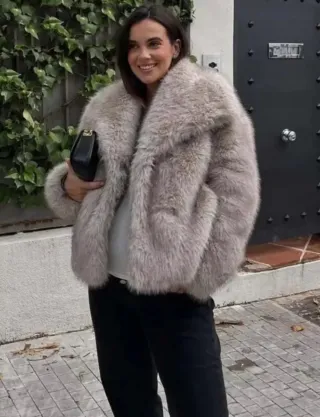 Abrigo Zara pelo beige Talla S