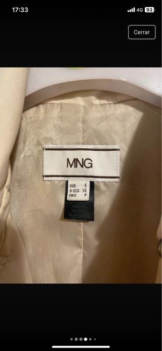 Gabardina Mango Beige sin cinturón