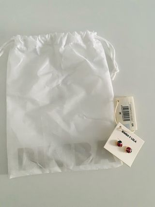 Pendientes BIMBA Y LOLA Mariquita Dorado y Rojo