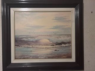 Cuadro al óleo de paisaje marino