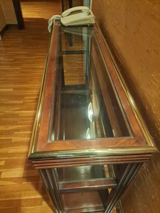 Consola madera y cristal