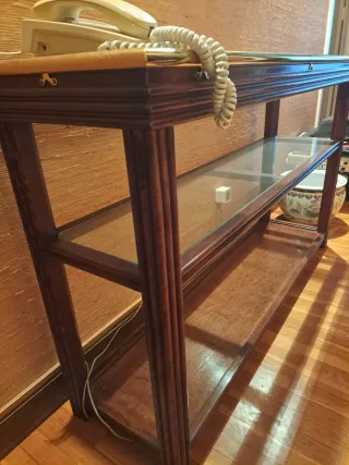 Consola madera y cristal