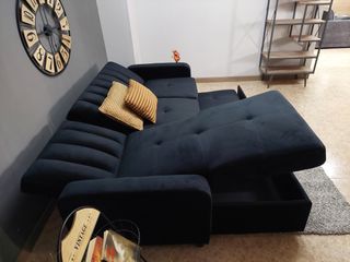 Sofá Cama Chaise Longue Negro