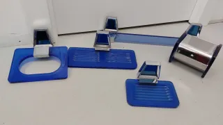 Juego baño vintage azul y plata