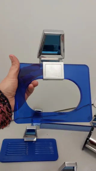 Juego baño vintage azul y plata