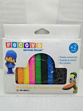 Pocoyo mago peluche + caja de 12 lápices de colore