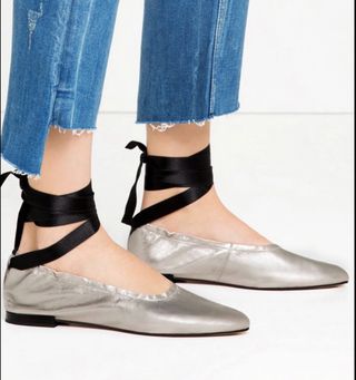 Bailarinas piel metalizadas - Zara