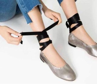 Bailarinas piel metalizadas - Zara