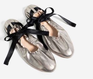 Bailarinas piel metalizadas - Zara