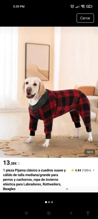 Pijama a cuadros para perro