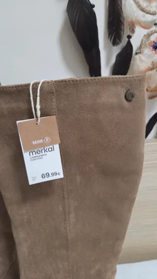 Botas de ante beige altas