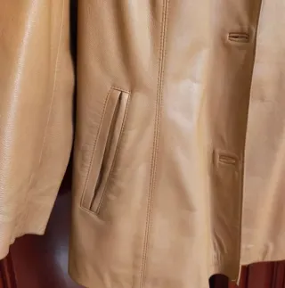 Chaqueta Americana Piel Beige/Marrón