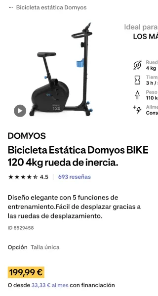 Bici Estática Domyos Bike 120