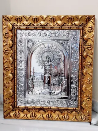 Cuadro Virgen del Pilar Plateado