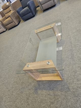 Mesa Centro Cristal Templado y Madera