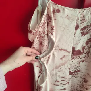 Vestido Bershka Beige y Rojo Talla XS