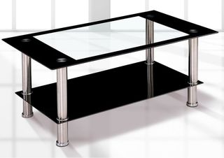 Mesa Centro Cristal Negro y Metal