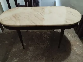 Mesa antigua mármol y madera