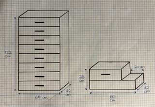 Cómoda y 2 Mesitas de Noche madera