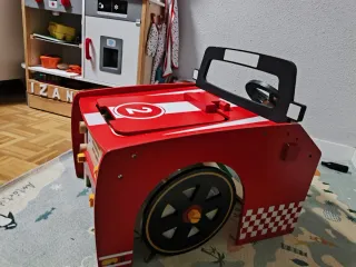 Coche de mecánico de madera para niños