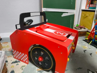 Coche de mecánico de madera para niños