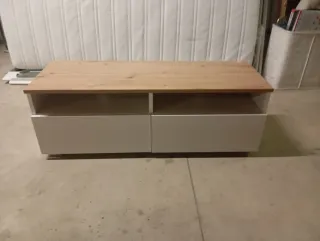 Mobiletto porta TV legno e bianco