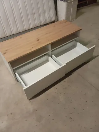 Mobiletto porta TV legno e bianco