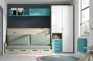 CAMA ABATIBLE 90 CON SOFA FORMAS