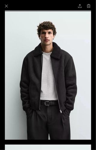 Cazadora borreguito efecto ante Zara Negra