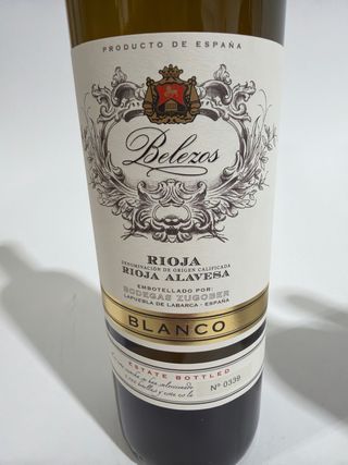 Vino Blanco Belezos Rioja, fermentado en barrica