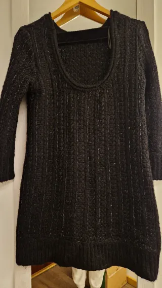 Vestido Zara punto brillos negro